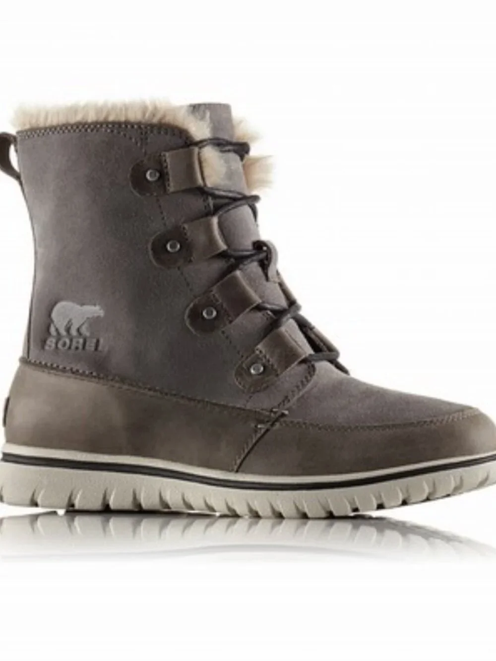 Sorel Women's Gray Taupe Cozy Joan Leather Classic Ankle Winter Boots Size 8.5